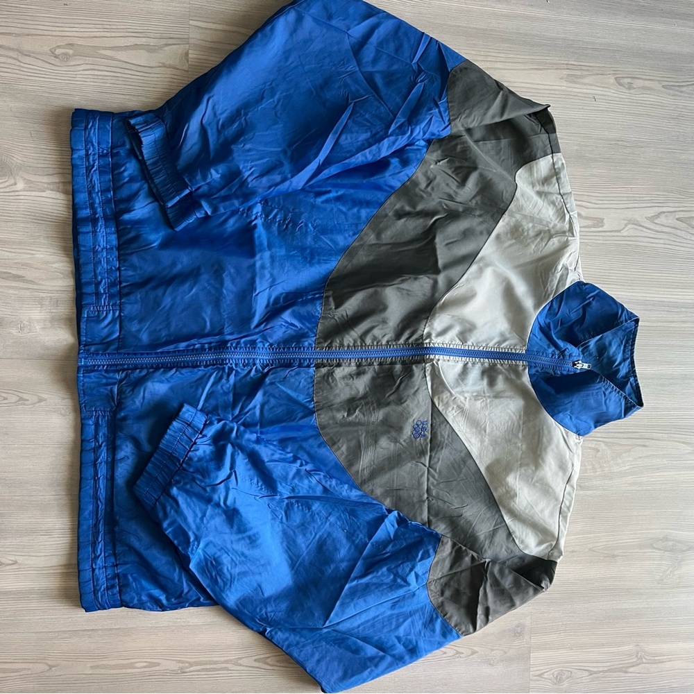 Blue and Gray Windbreaker Jacket